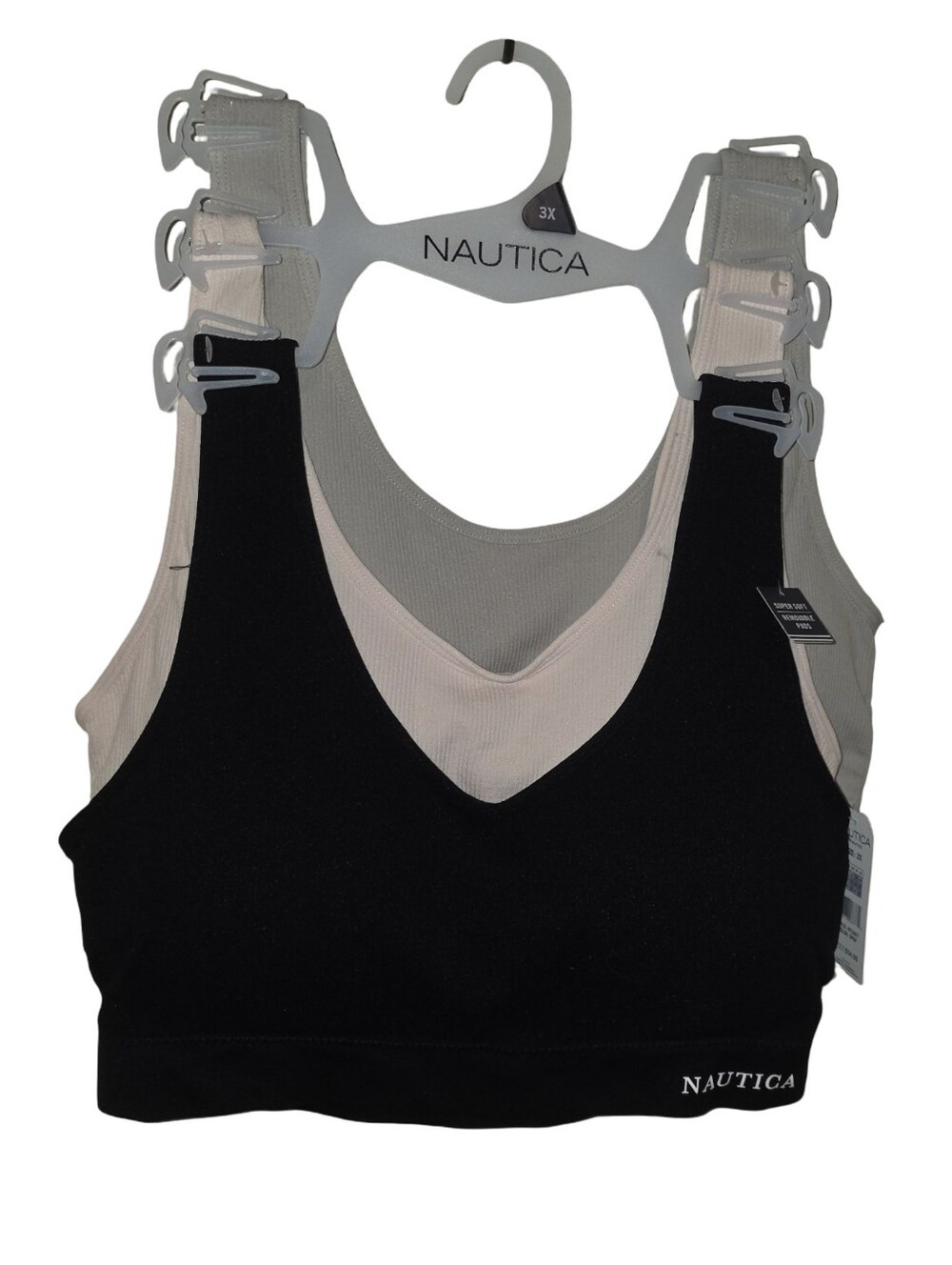 Nautica Ribbed Comfy Active Athletic Sports Bralettes Bras Plus Size 3X New